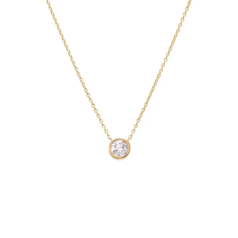 Diamond Solitaire Bezel Pendant Necklace 14K sold by Adina Eden's
