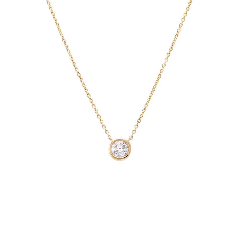 Diamond Solitaire Bezel Pendant Necklace 14K sold by Adina Eden's