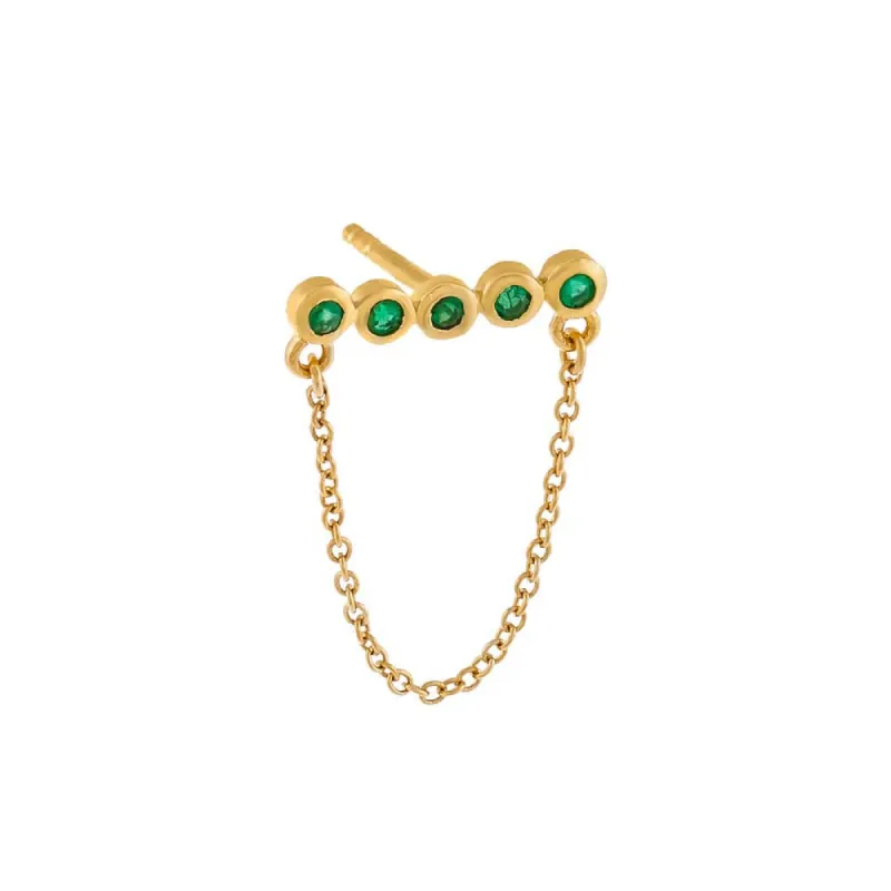 Emerald Bezel Chain Stud Earring 14K sold by Adina Eden's