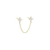 Colored CZ Double Flower Chain Stud Earring sold by Adina Eden's
