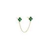 Colored CZ Double Flower Chain Stud Earring sold by Adina Eden's