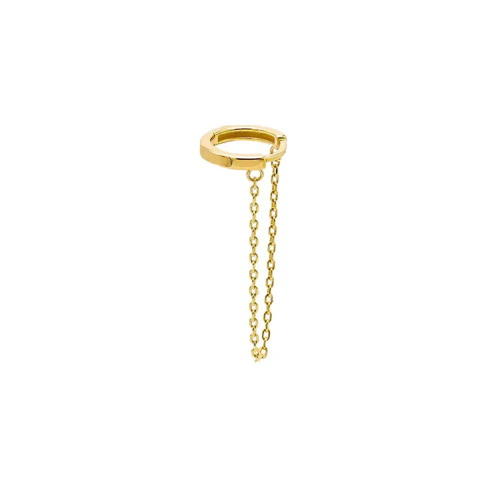 Solid Dangling Chain Huggie Earring 14K sold by Adina Eden's product image thumbnail 3