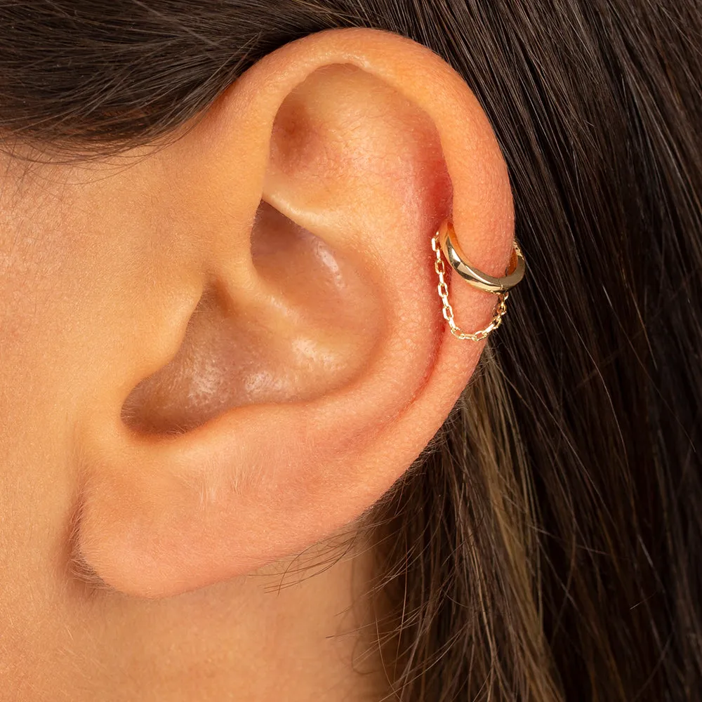 Solid Dangling Chain Huggie Earring 14K sold by Adina Eden's product image thumbnail 2