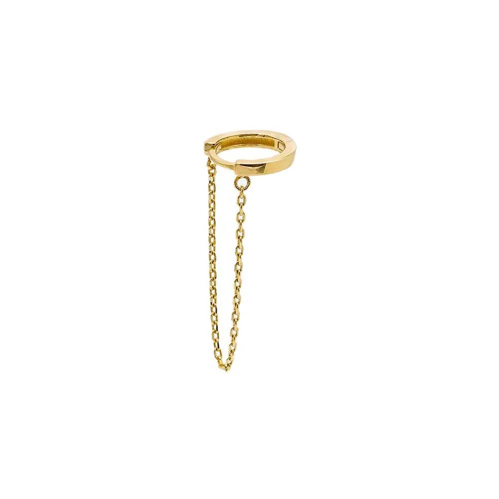 Solid Dangling Chain Huggie Earring 14K sold by Adina Eden's