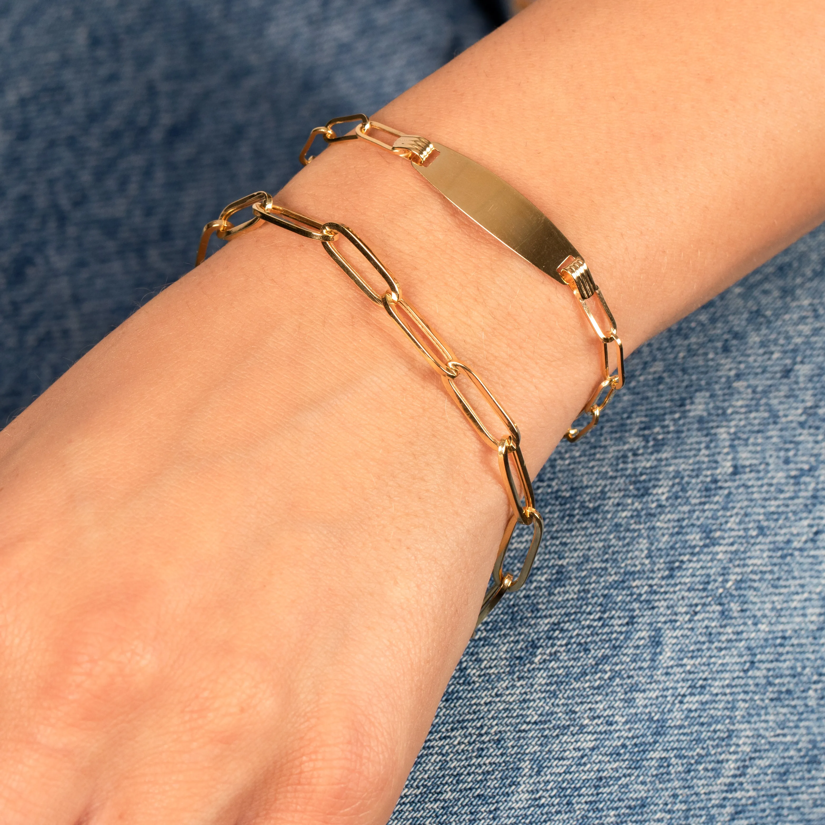 Engraved Bar Name Link Bracelet 14K sold by Adina Eden's product image thumbnail 2