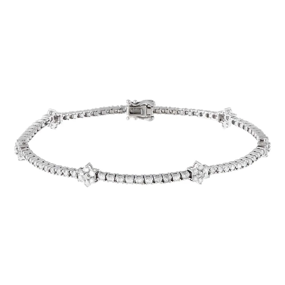 Diamond Flower Tennis Bracelet 14K sold by Adina Eden's