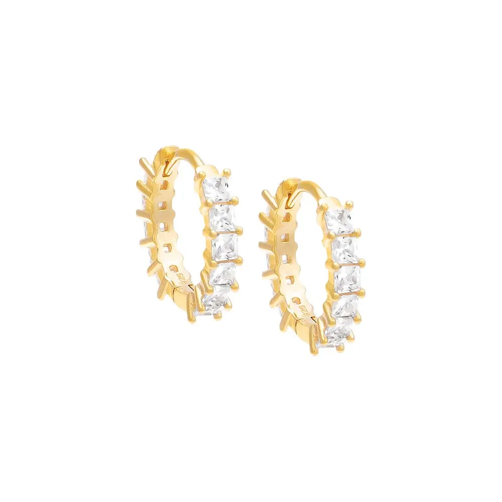 CZ Princess Cut Huggie Earring sold by Adina Eden's product image thumbnail 3