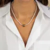 Puffy Heart X Pearl Necklace sold by Adina Eden's