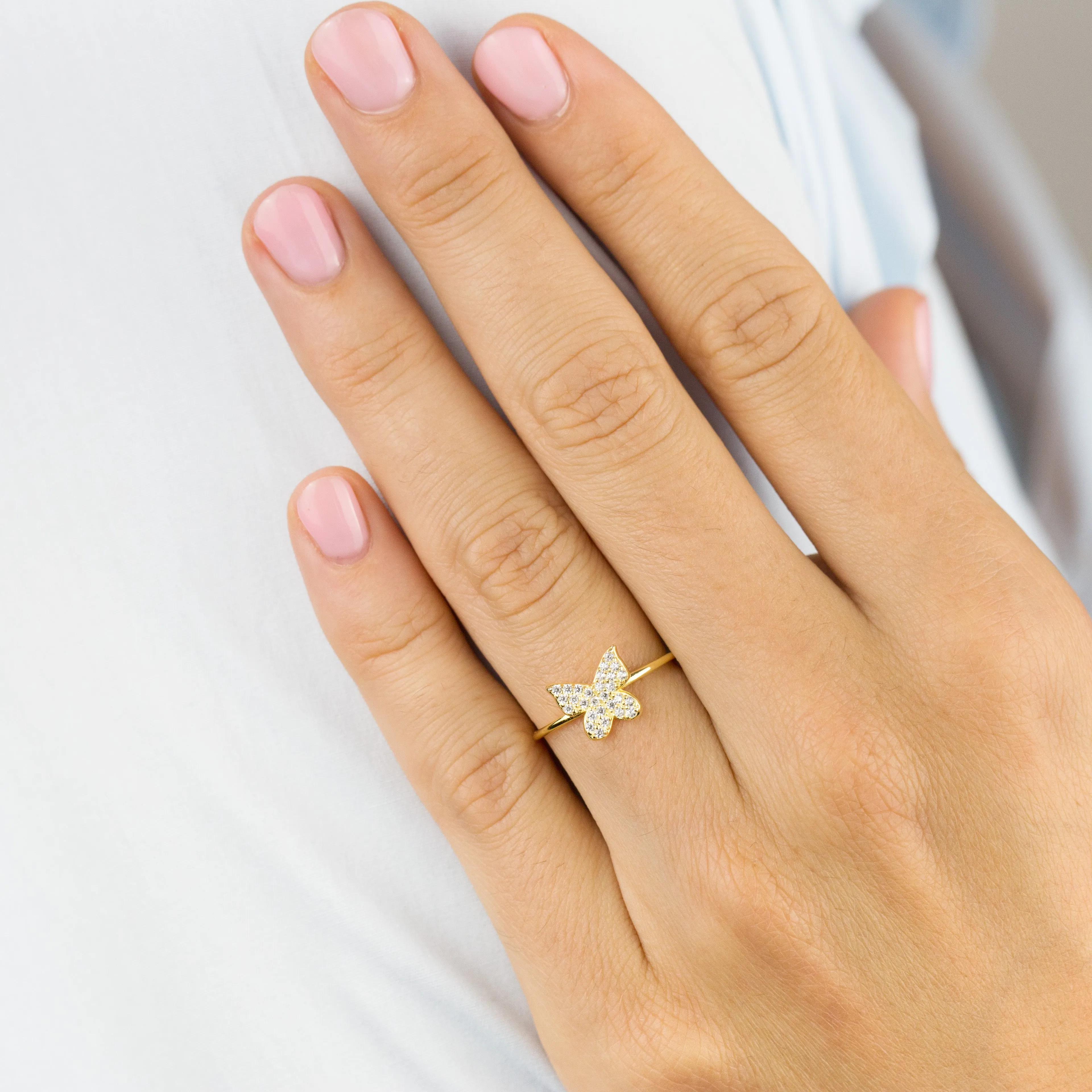 Pavé Dainty Butterfly Ring sold by Adina Eden's product image thumbnail 2