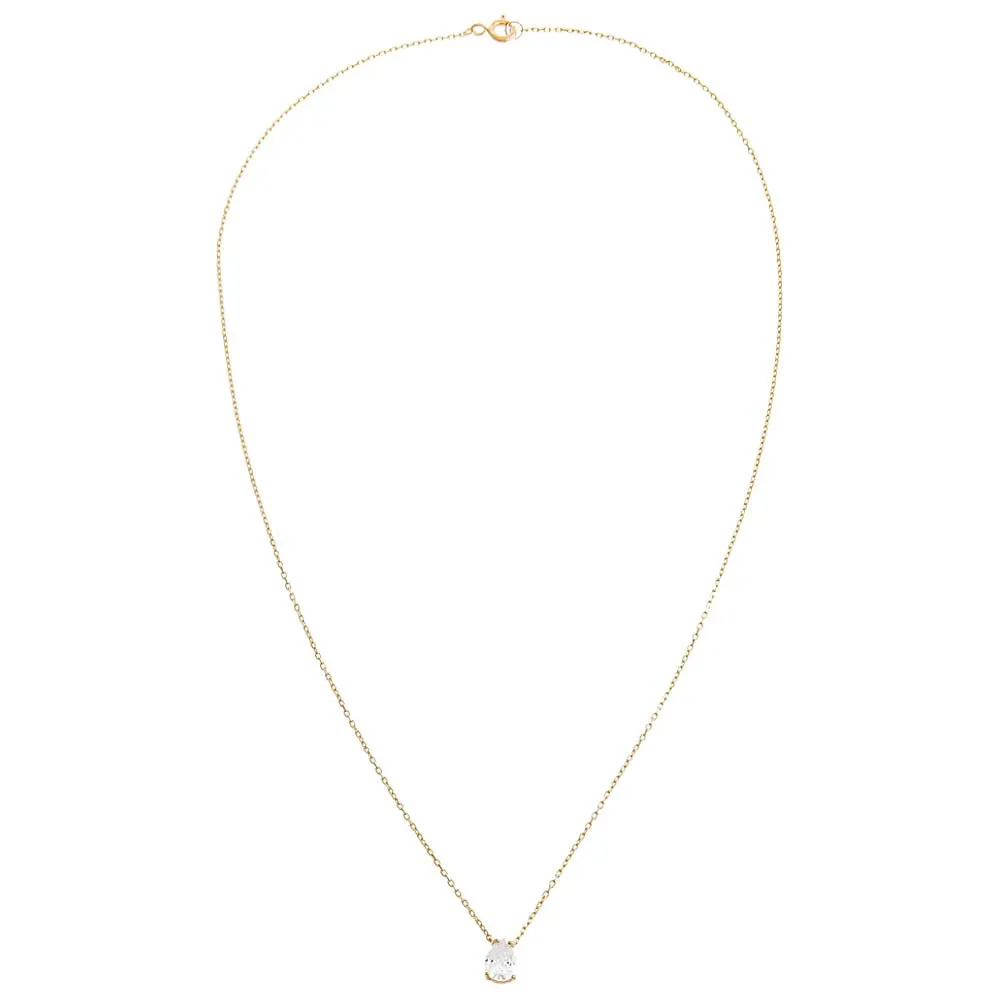 CZ Solitaire Pear Pendant Necklace 14K sold by Adina Eden's product image thumbnail 3