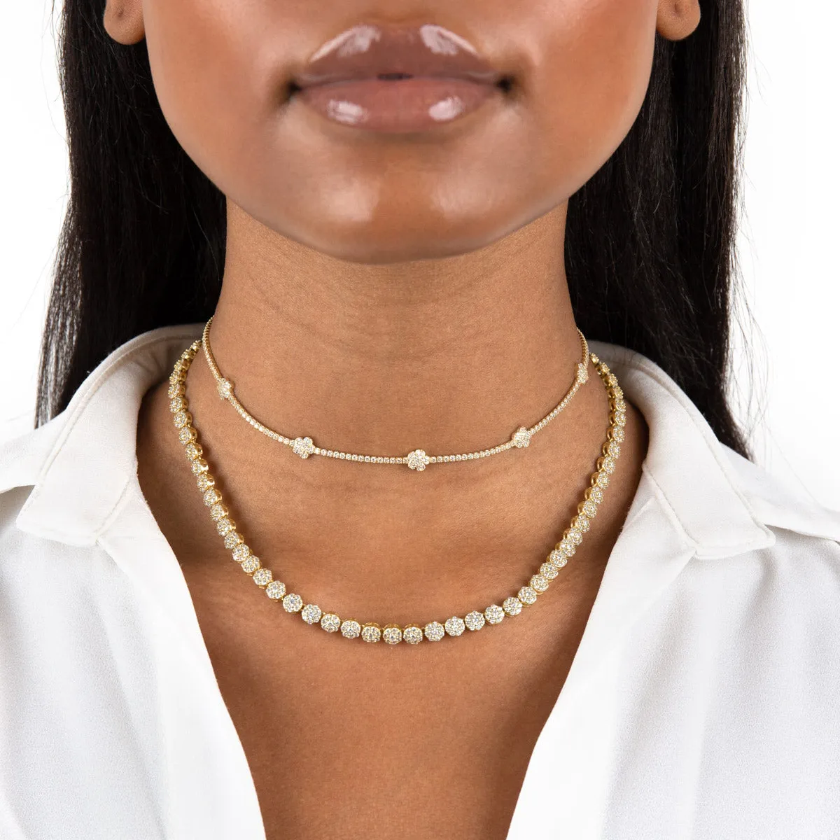 Pavé Multi Flower Necklace sold by Adina Eden's product image thumbnail 2
