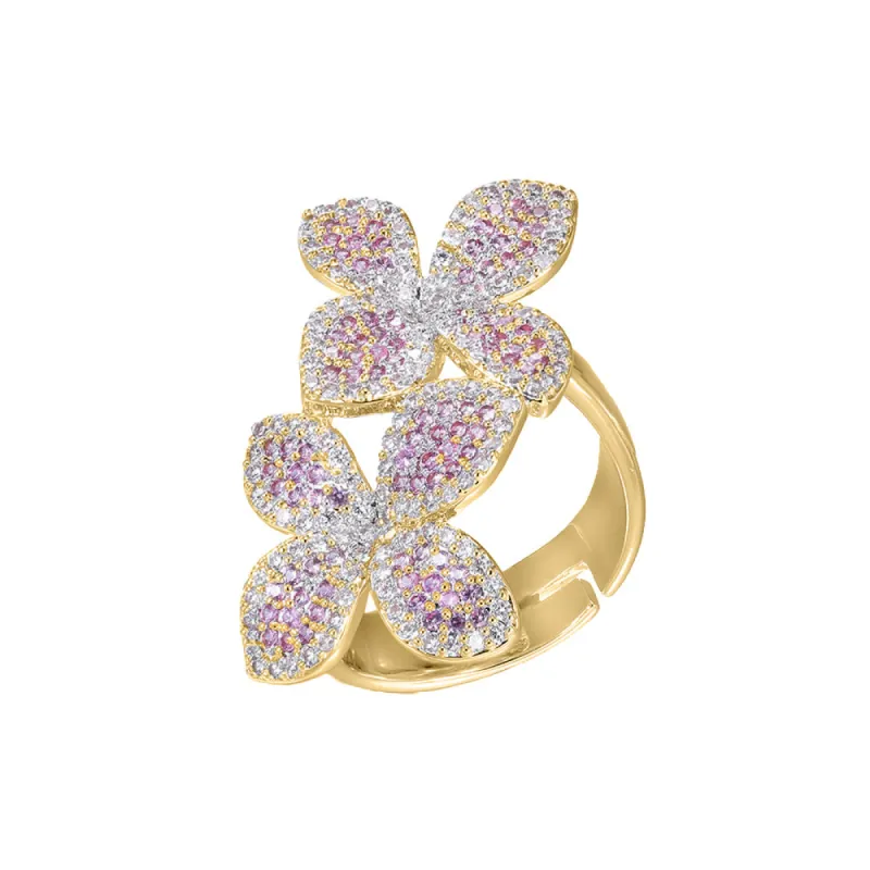 Pave Colored Double Flower Ring sold by Adina Eden's