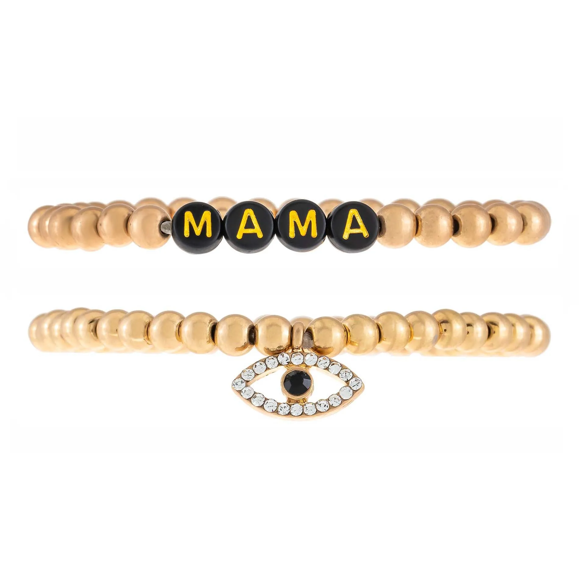 Mama X Evil Eye Beaded Bracelet Set sold by Adina Eden's