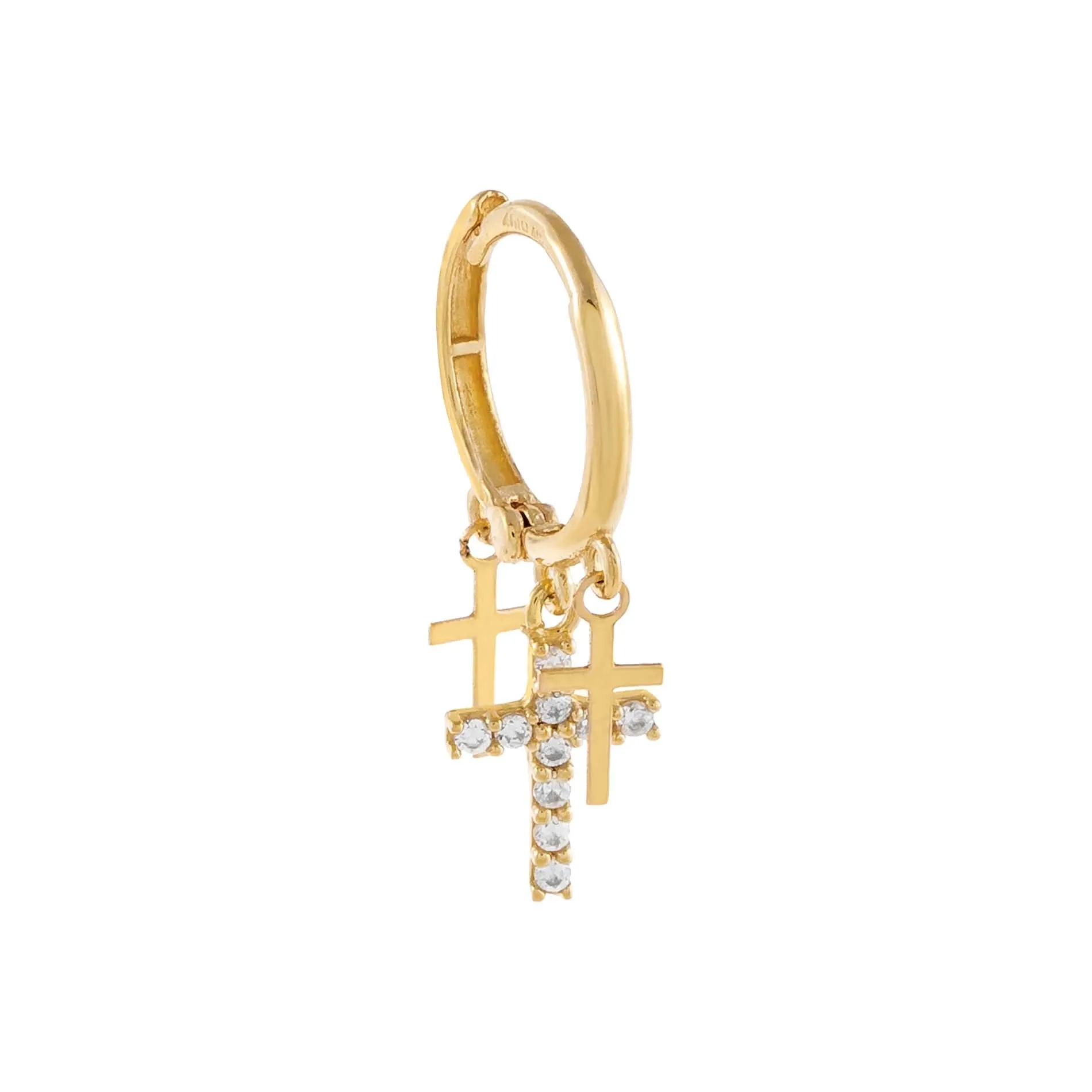 CZ X Solid Multi Cross Hoop Earring 14K sold by Adina Eden's