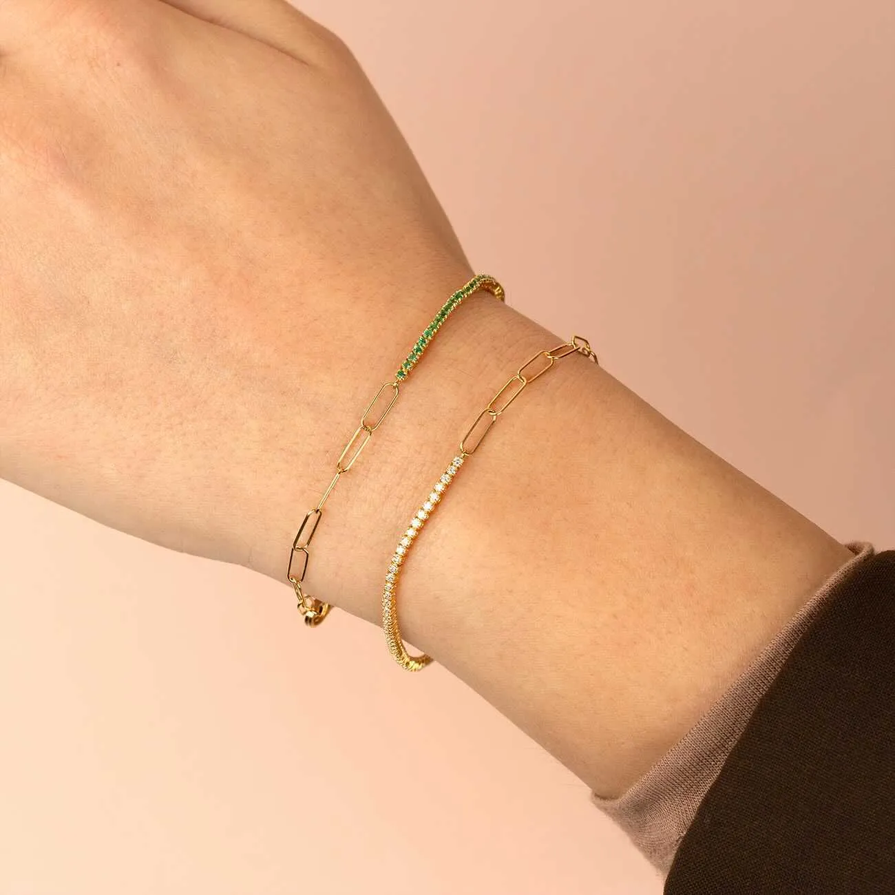 Diamond Tennis X Link Bracelet 14K sold by Adina Eden's product image thumbnail 2