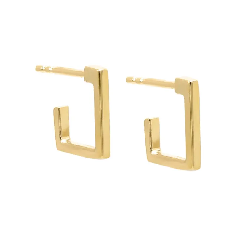 Solid Thin Open Square Hoop Earring 14K sold by Adina Eden's