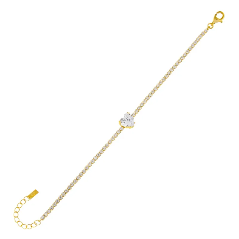 CZ Heart Stone Tennis Bracelet sold by Adina Eden's