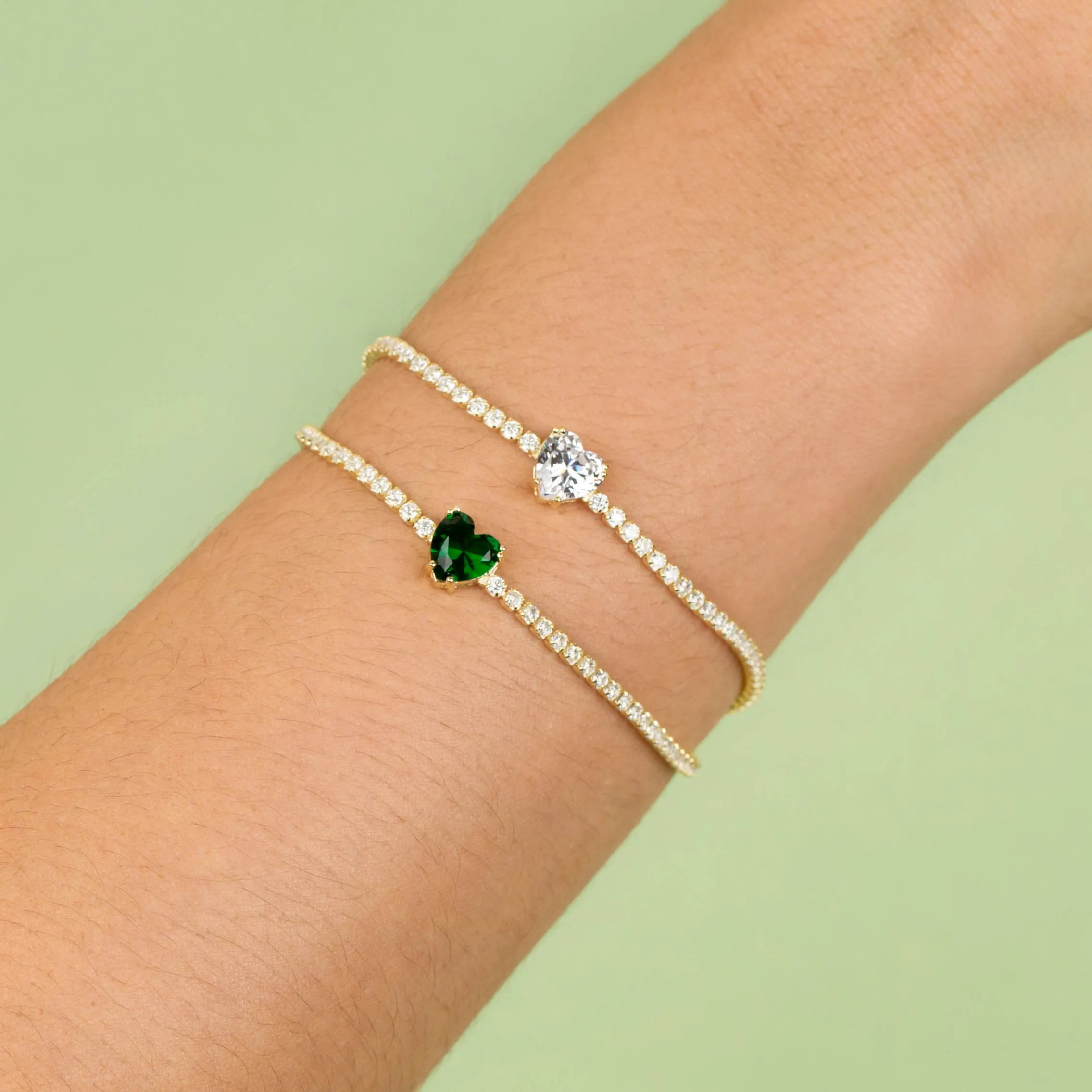 CZ Heart Stone Tennis Bracelet sold by Adina Eden's product image thumbnail 2