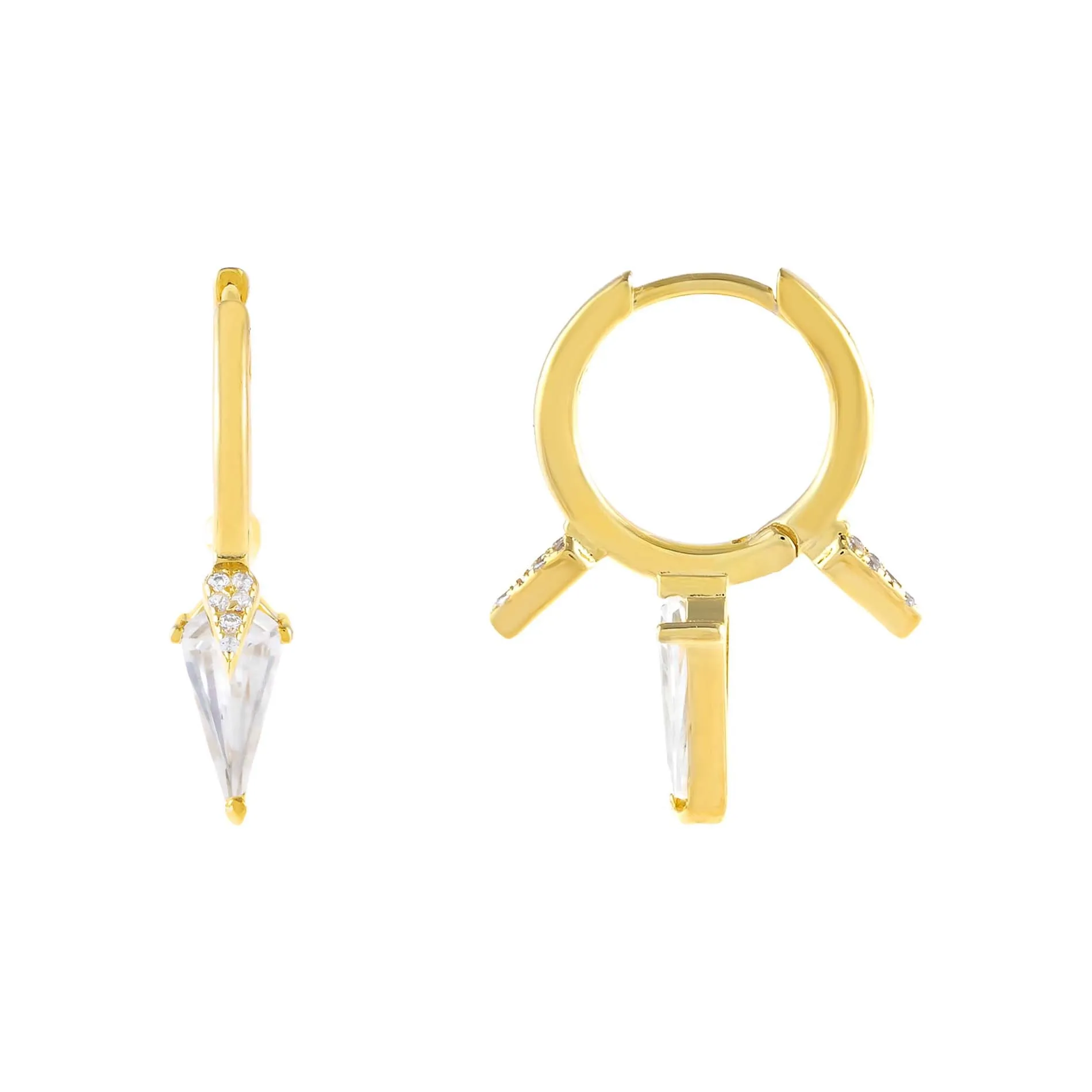 CZ Teardrop Spike Huggie Earring sold by Adina Eden's