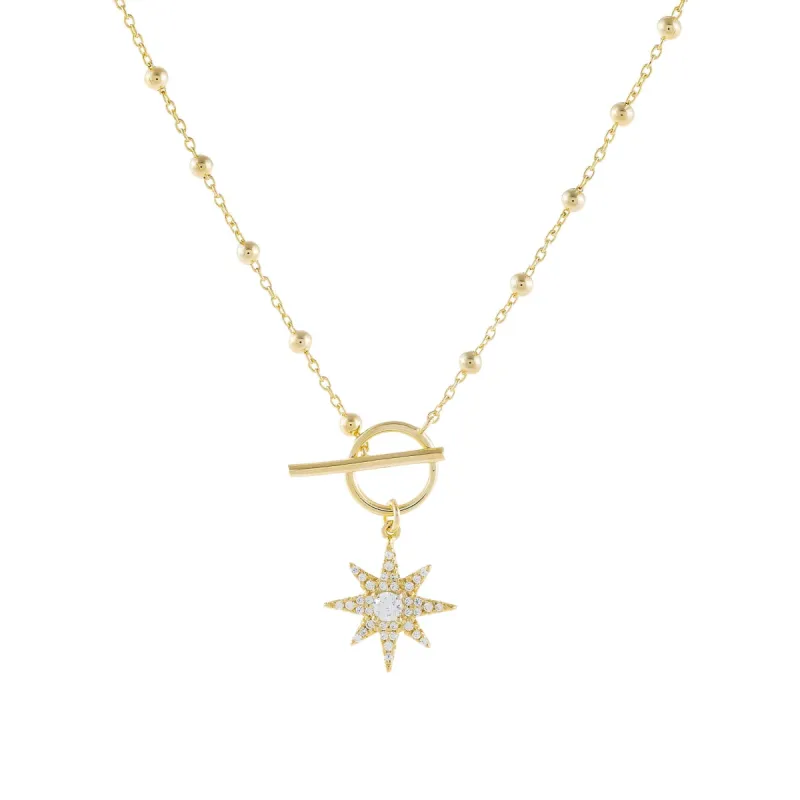 CZ Starburst Toggle Beaded Necklace sold by Adina Eden's