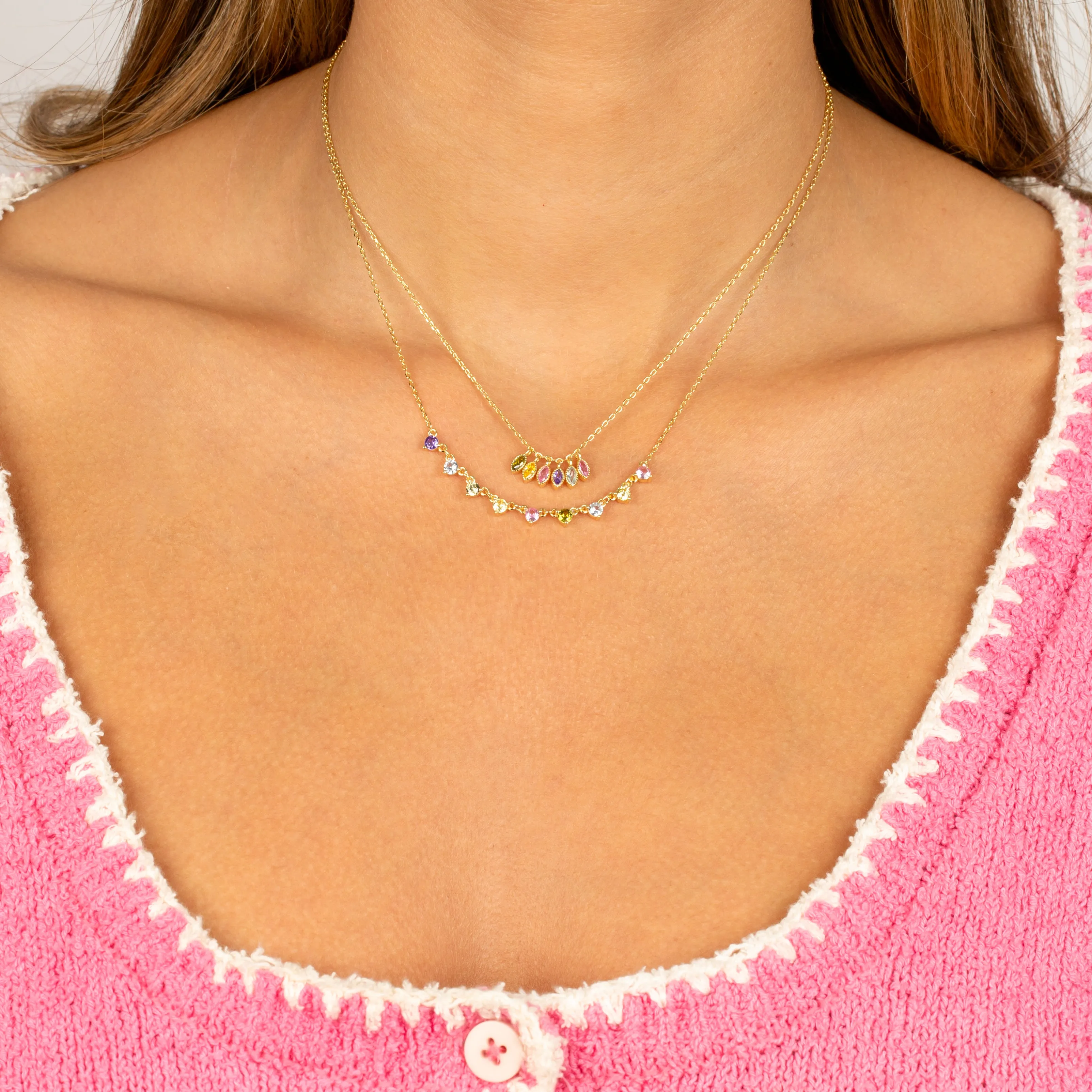 Multi Colored Graduated Stone Necklace sold by Adina Eden's product image thumbnail 2