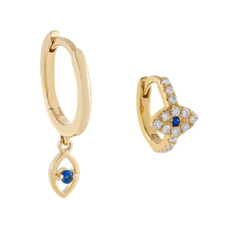 Evil Eye Huggie Earring Combo Set 14K sold by Adina Eden's