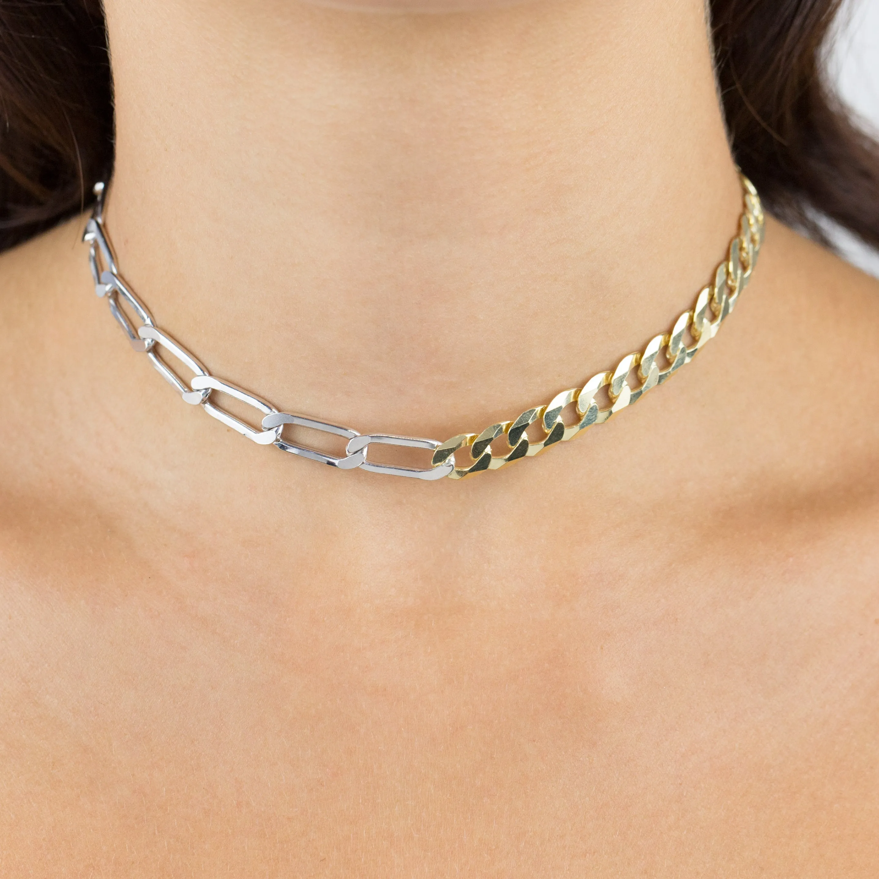 Two Tone Cuban X Twisted Paperclip Necklace sold by Adina Eden's product image thumbnail 2