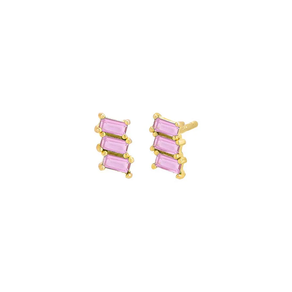 Colored Mini Triple Baguette Stud Earring sold by Adina Eden's product image thumbnail 5