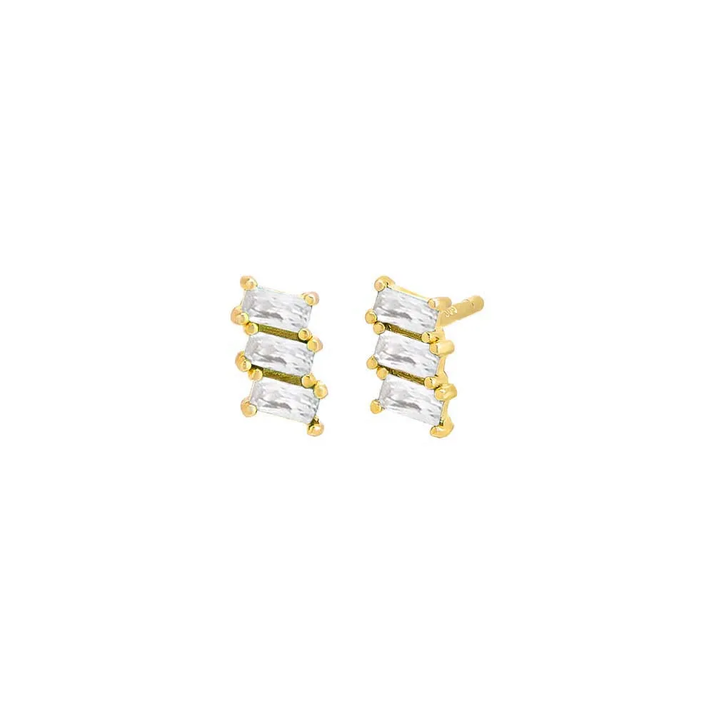 Colored Mini Triple Baguette Stud Earring sold by Adina Eden's product image thumbnail 2