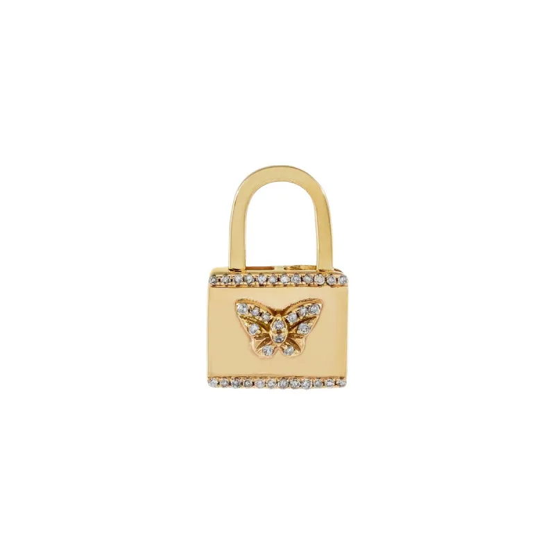 Diamond Butterfly Lock Huggie Earring 14K sold by Adina Eden's