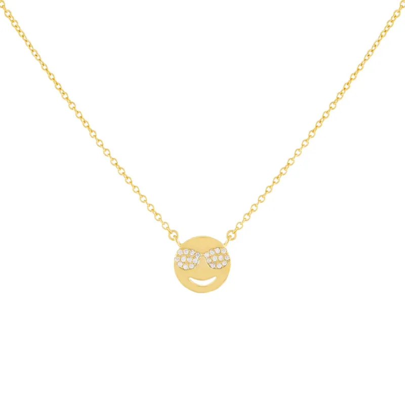 Pavé Sunglasses Smiley Face Necklace sold by Adina Eden's