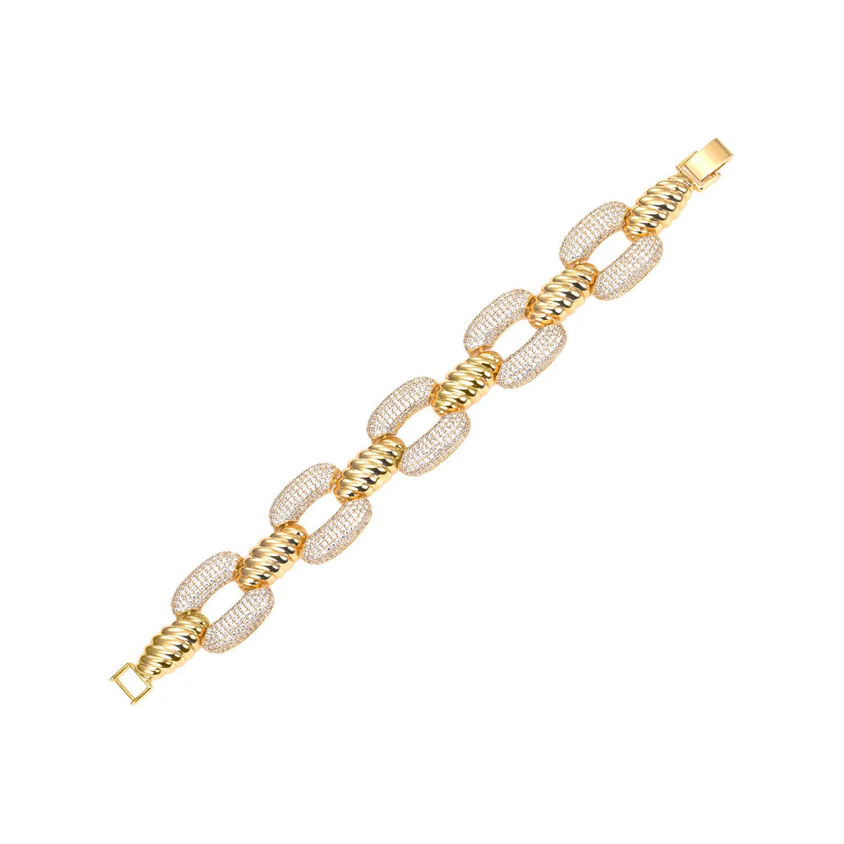 Pave Ridged Open Flat Square Link Bracelet sold by Adina Eden's