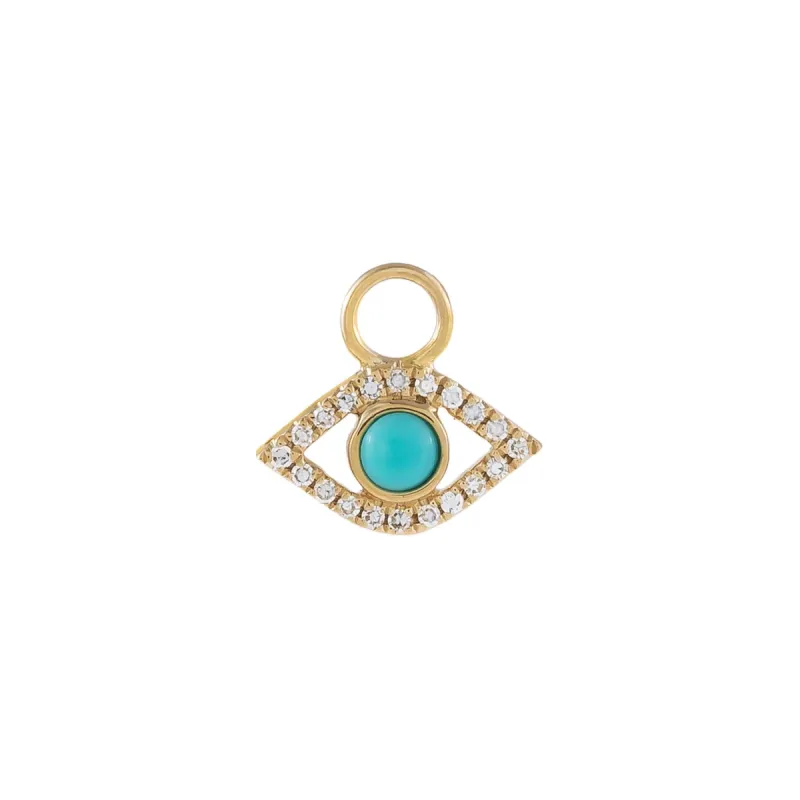 Diamond Turquoise Evil Eye Charm 14K sold by Adina Eden's