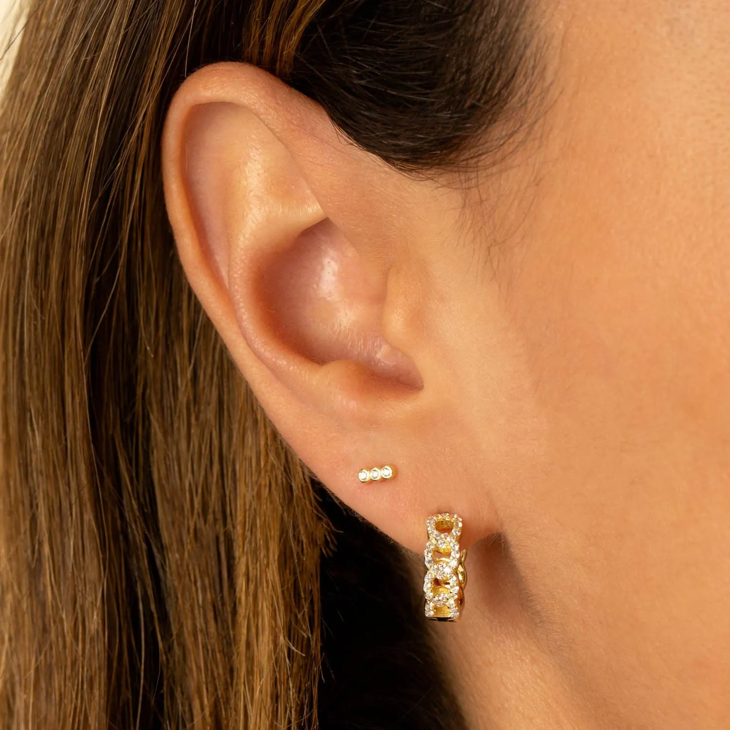Tiny Trio Bezel Bar Stud Earring sold by Adina Eden's product image thumbnail 2