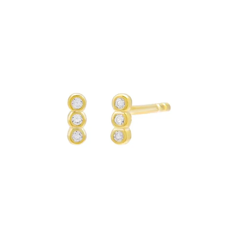 Tiny Trio Bezel Bar Stud Earring sold by Adina Eden's