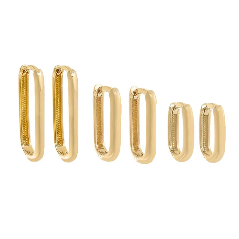 Paperclip Lineup Huggie Earring Combo Set 14K sold by Adina Eden's