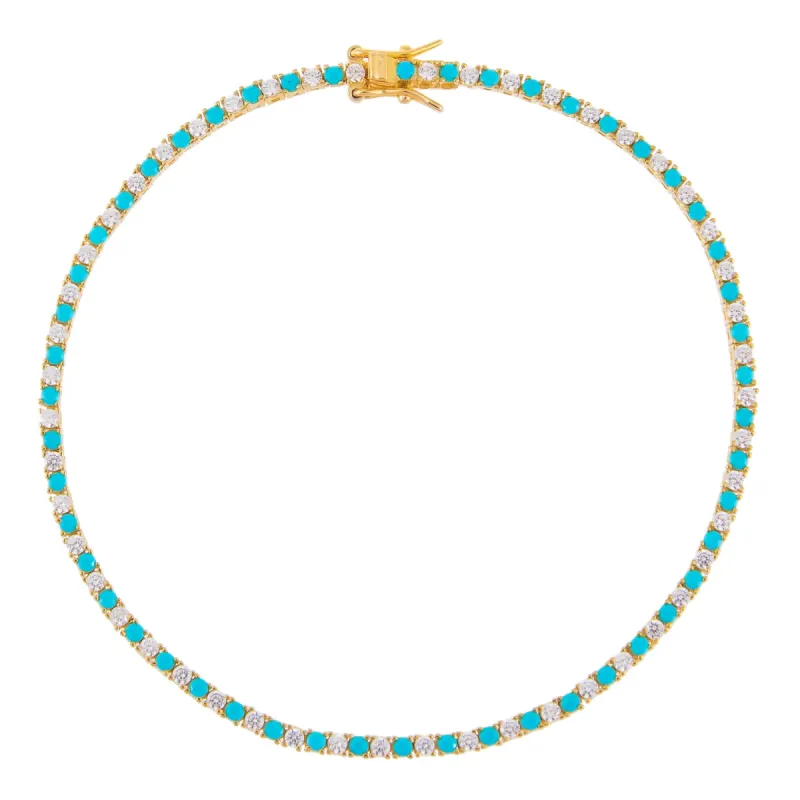 Turquoise CZ Tennis Anklet sold by Adina Eden's