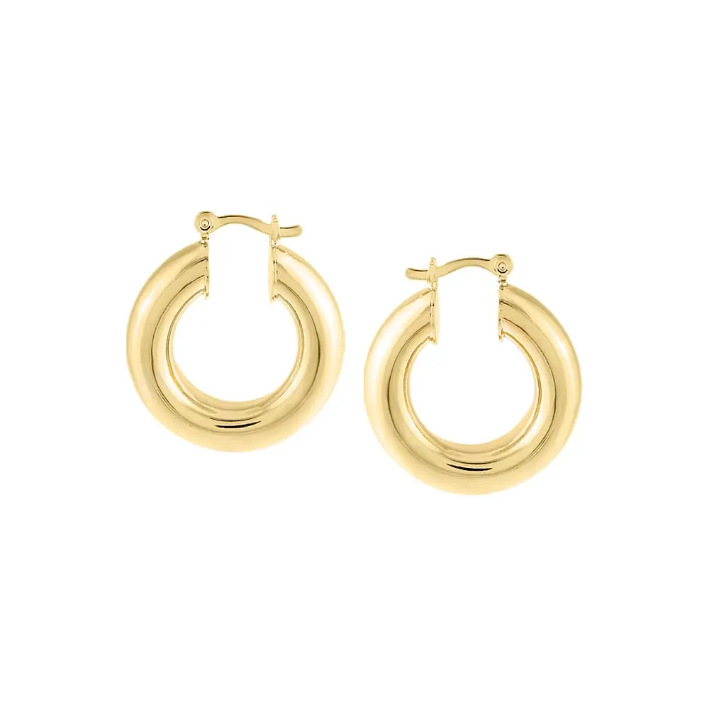 Solid Chunky Tube Hoop Earrings sold by Adina Eden's product image thumbnail 4