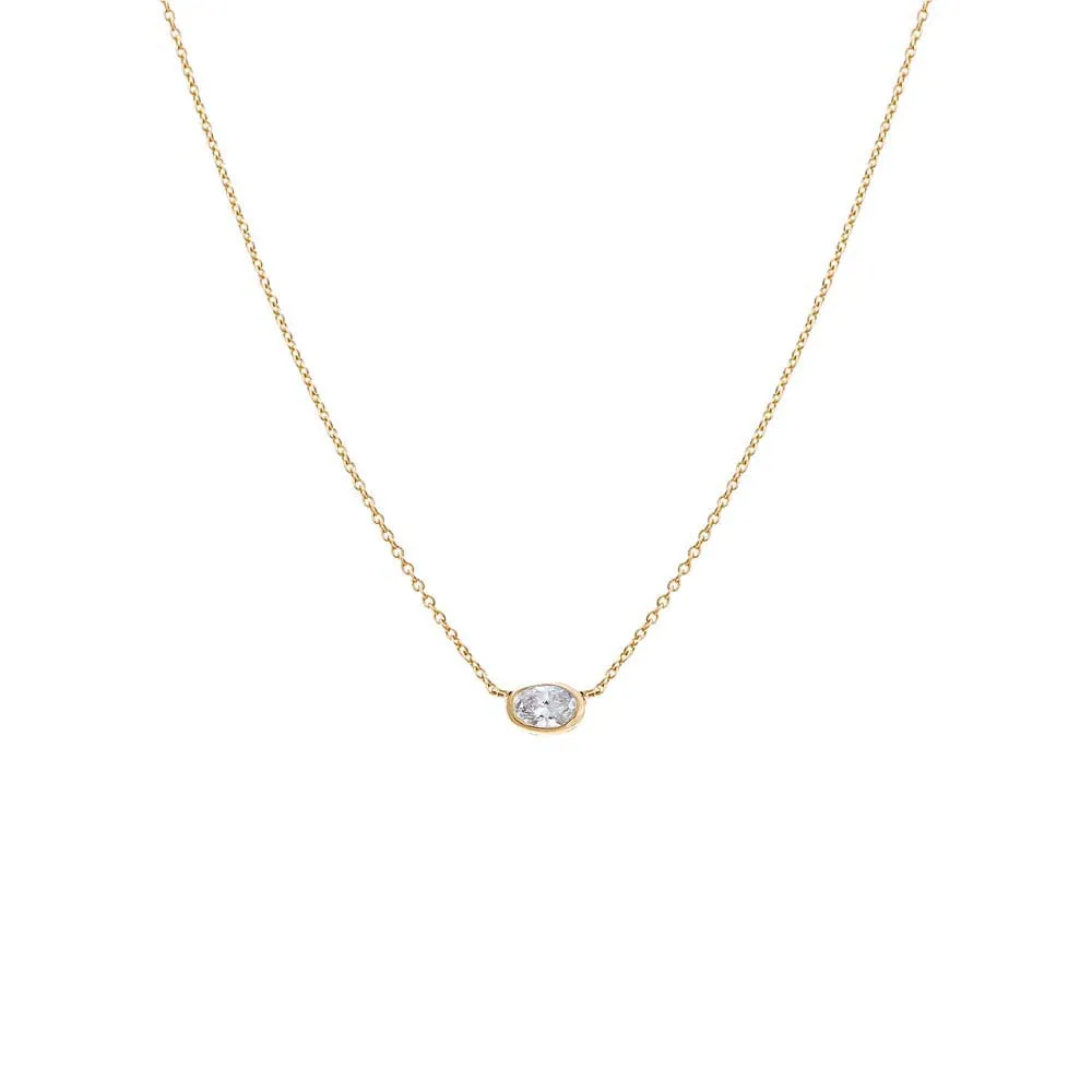 Lab Grown Diamond Oval Bezel Necklace 14K sold by Adina Eden's product image thumbnail 5