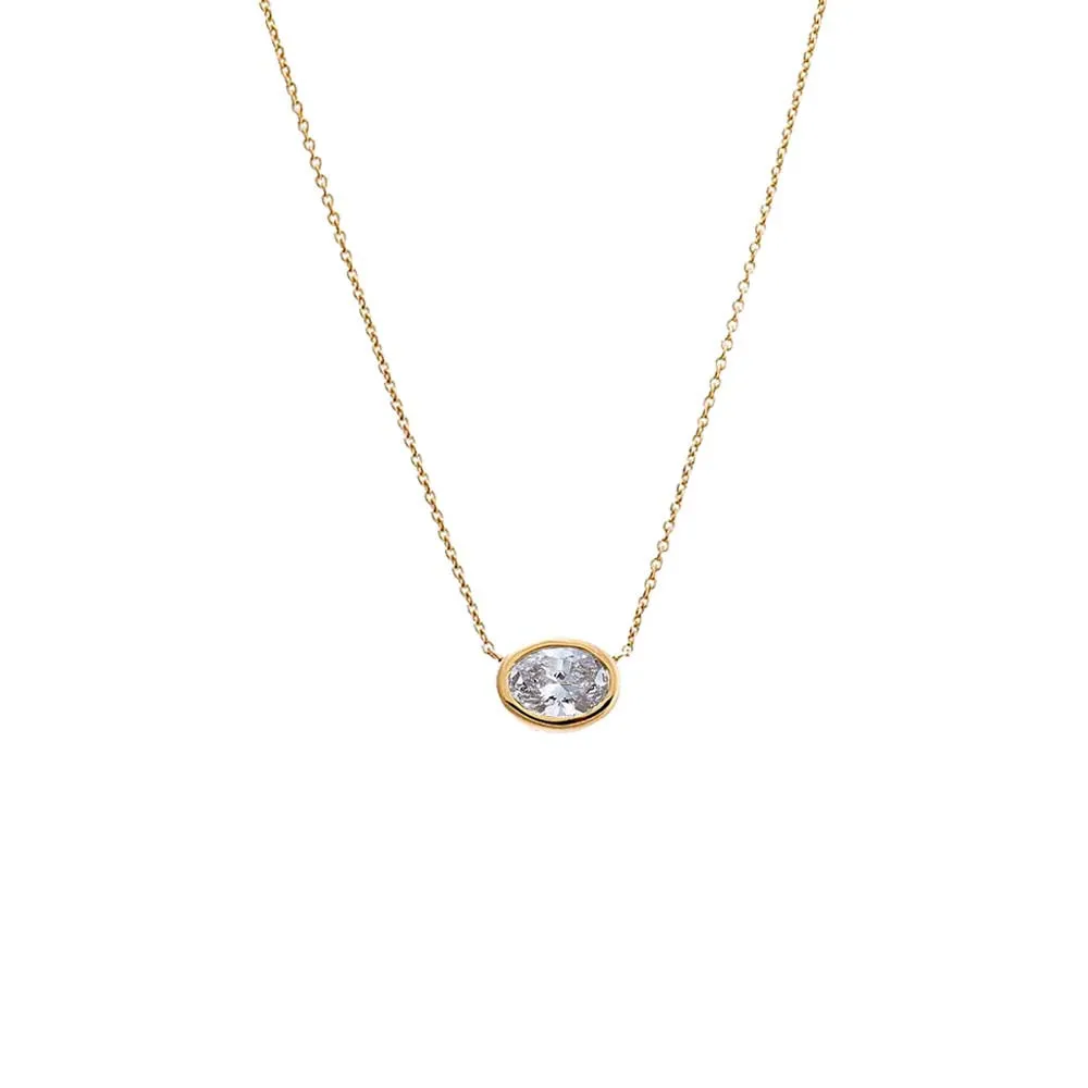 Lab Grown Diamond Oval Bezel Necklace 14K sold by Adina Eden's product image thumbnail 3