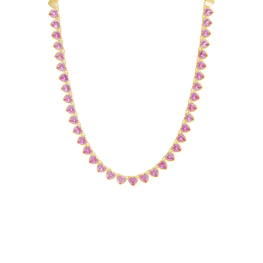 Turquoise Heart Bezel Tennis Necklace sold by Adina Eden's product image thumbnail 5