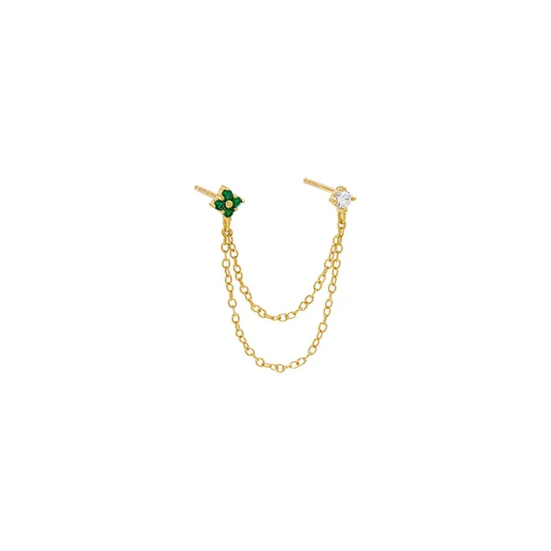 Colored Double Flower Chain Stud Earring sold by Adina Eden's