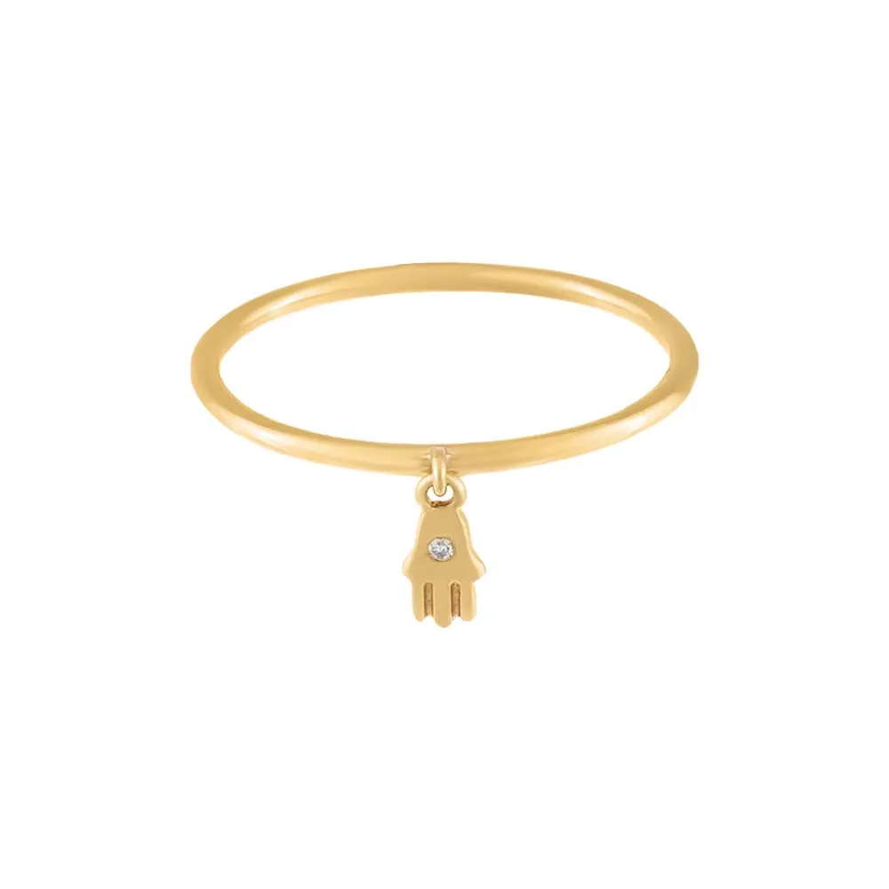 Diamond Hamsa Charm Ring 14K sold by Adina Eden's