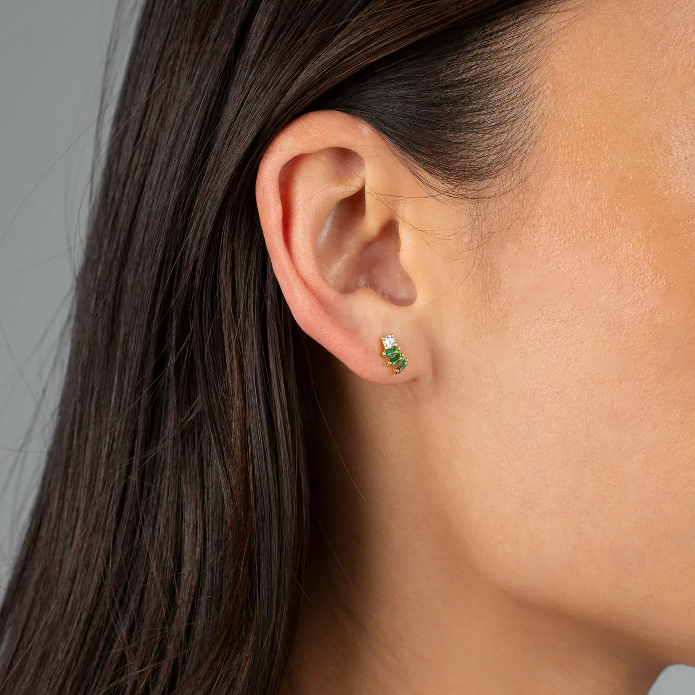 Colored Baguette Curved Stud Earring sold by Adina Eden's product image thumbnail 2