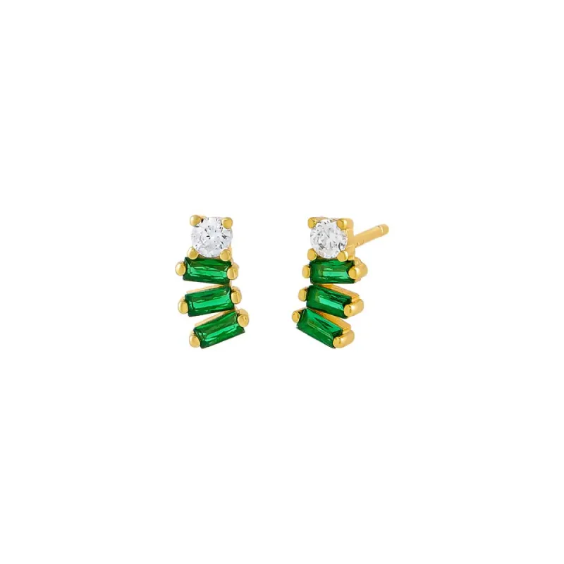 Colored Baguette Curved Stud Earring sold by Adina Eden's
