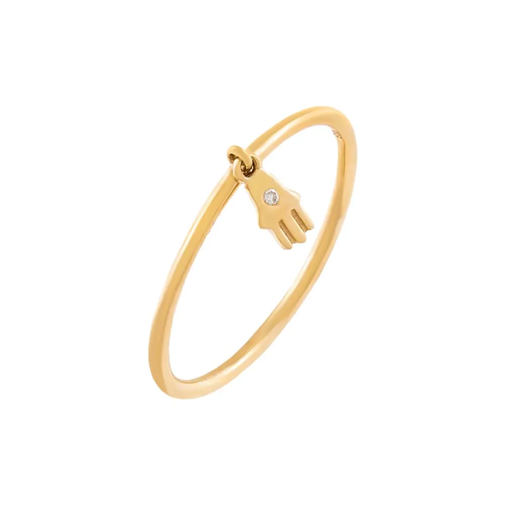 Diamond Hamsa Charm Ring 14K sold by Adina Eden's product image thumbnail 3