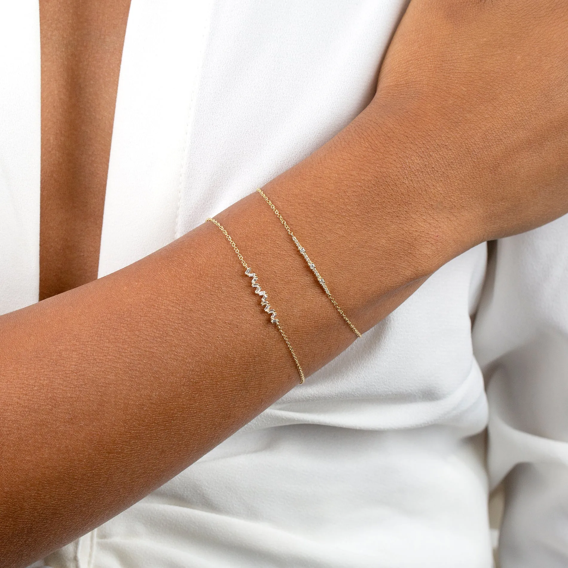 Diamond Scattered Baguette Bracelet 14K sold by Adina Eden's product image thumbnail 2