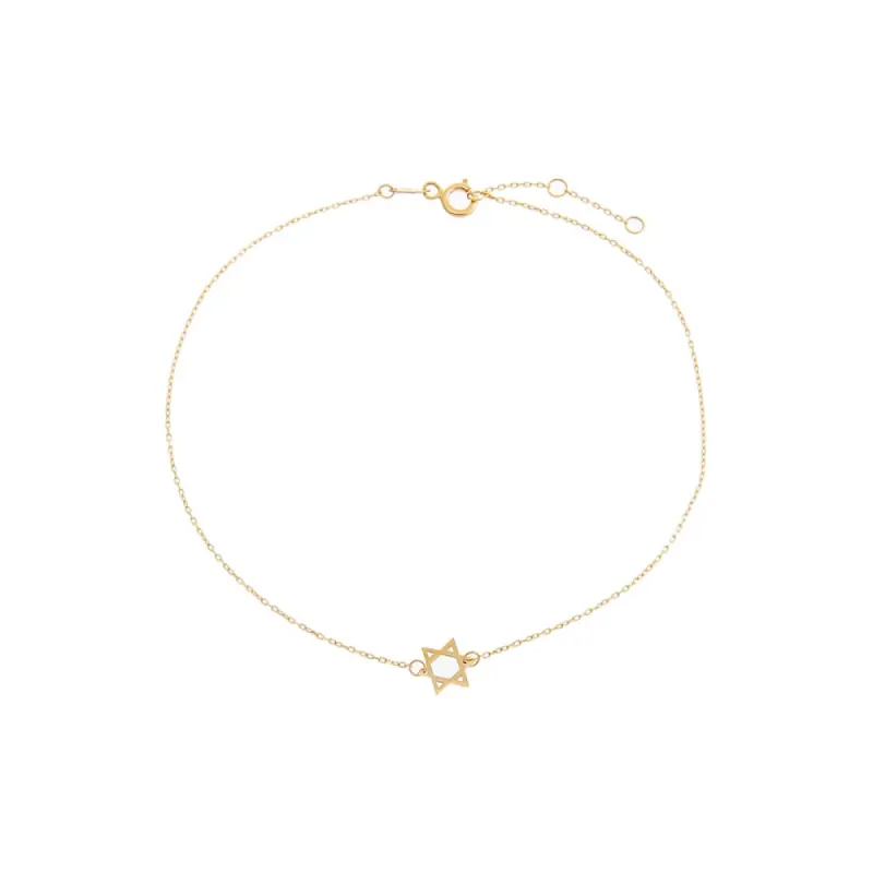 Solid Star Of David Pendant Anklet 14K sold by Adina Eden's