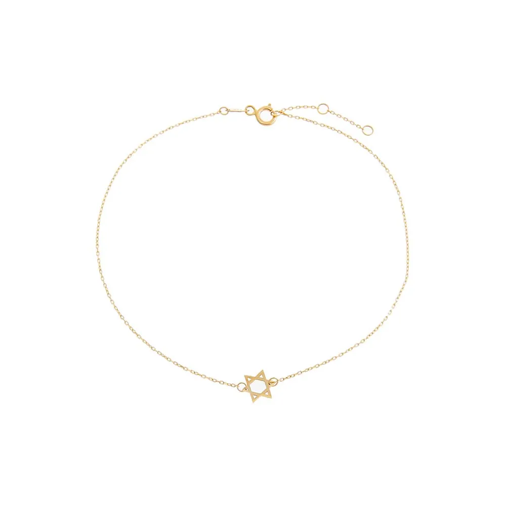 Solid Star Of David Pendant Anklet 14K sold by Adina Eden's