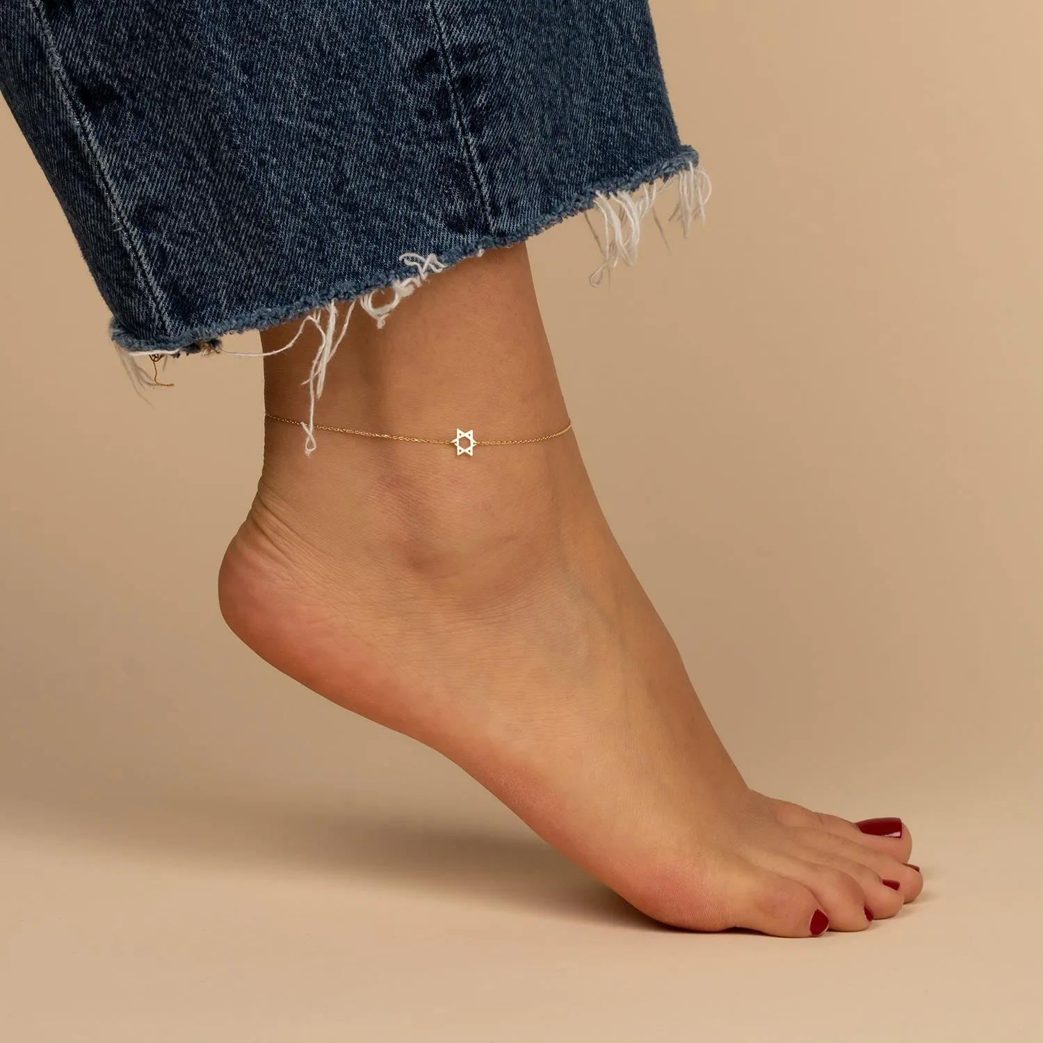 Solid Star Of David Pendant Anklet 14K sold by Adina Eden's product image thumbnail 2